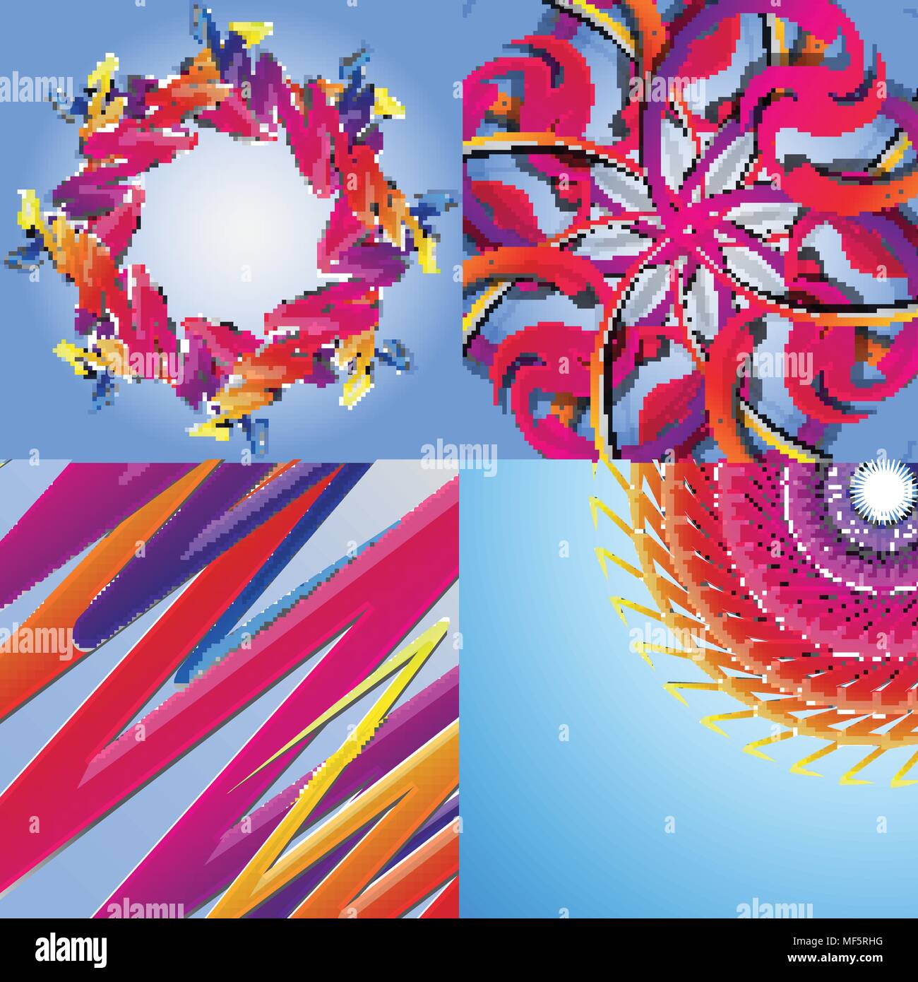 Set of abstract rainbow colored backgrounds with swirl. Vector ...