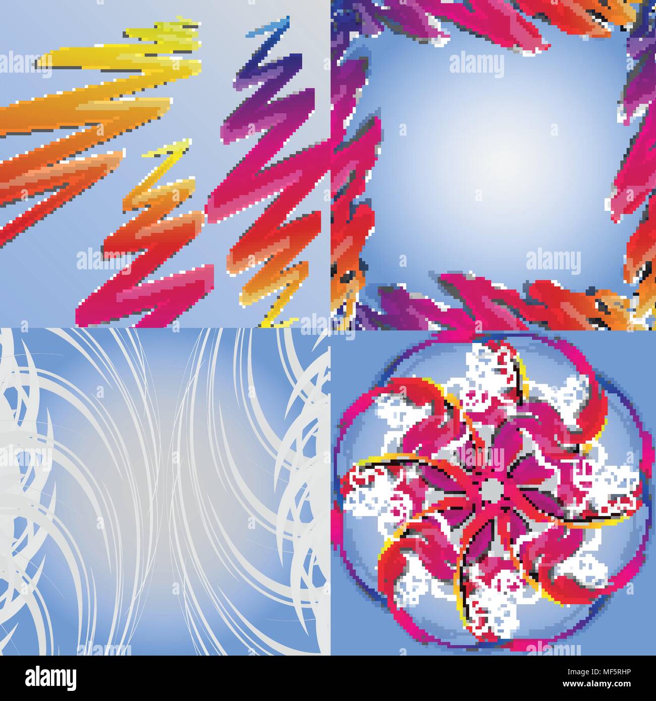 Set of abstract rainbow colored backgrounds with swirl. Vector ...