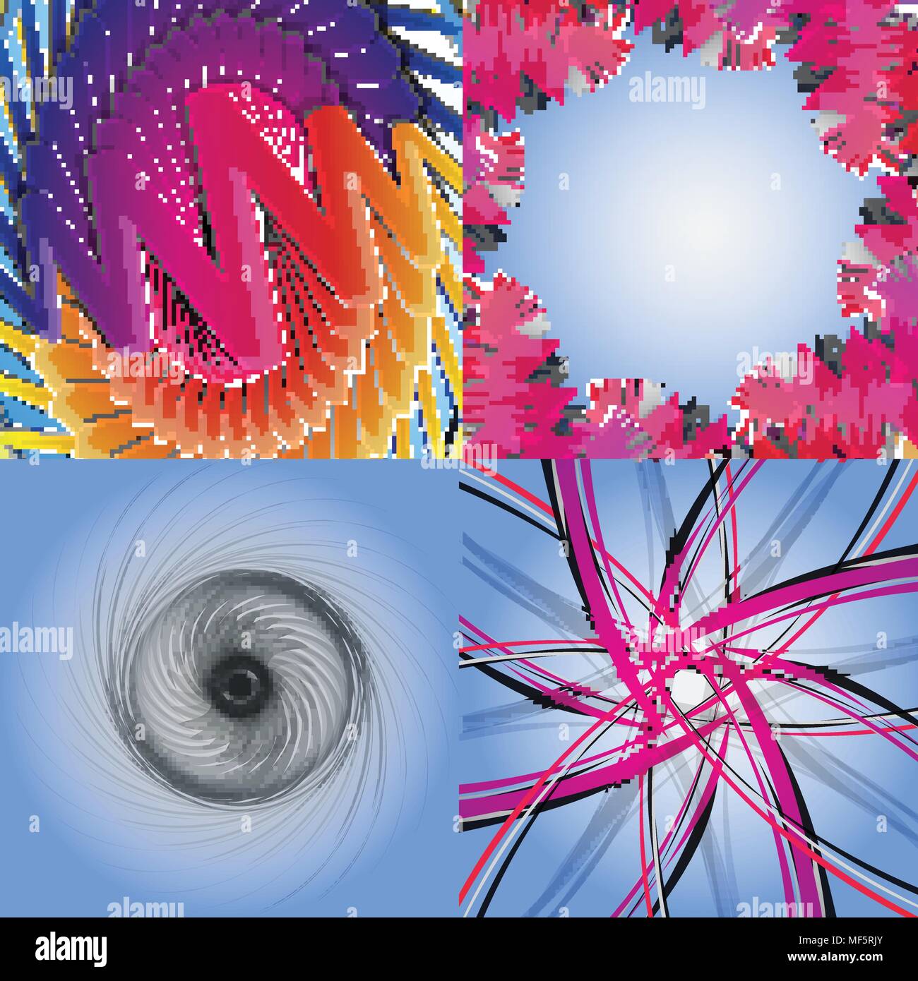 Set of abstract rainbow colored backgrounds with swirl. Vector ...