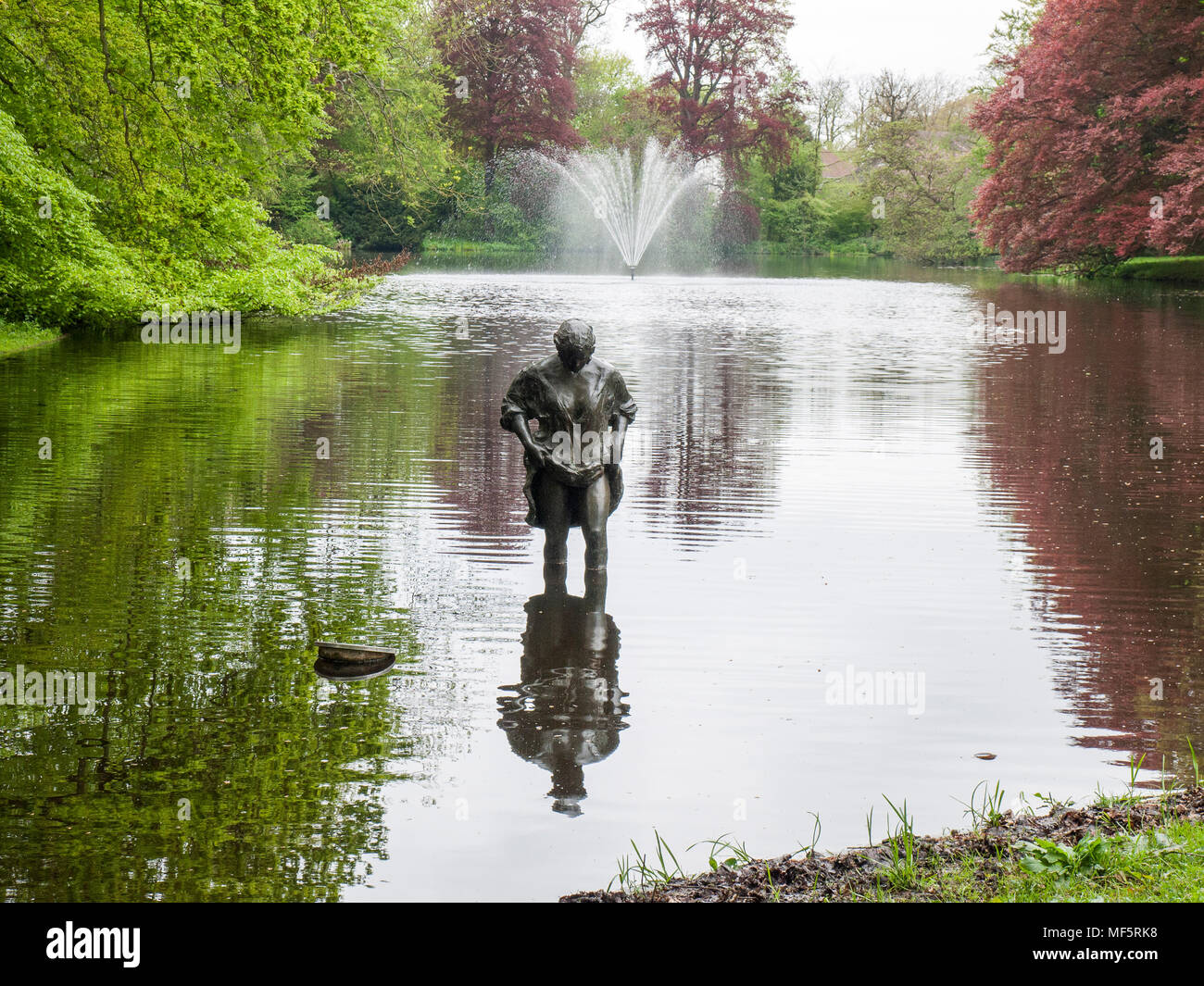 Bronze in a pond of the Estate de Paauw Park in Wassenaar, South Holland, The Netherlands. Stock Photo