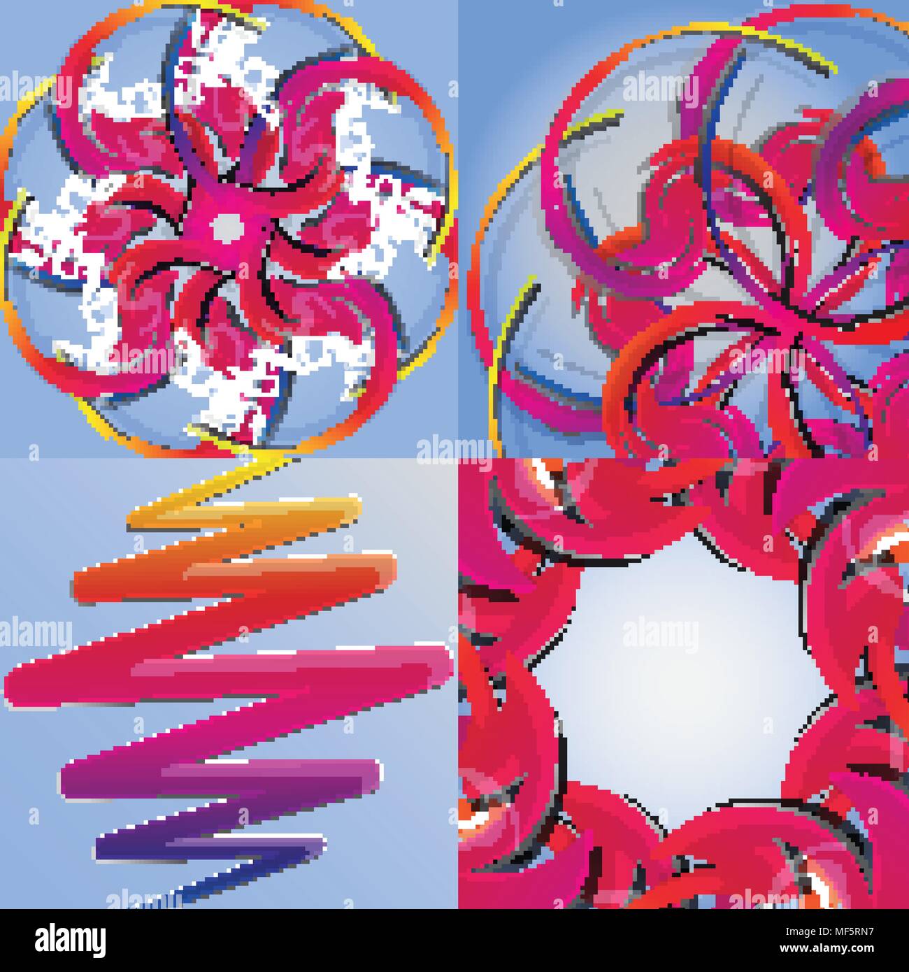 Set of abstract rainbow colored backgrounds with swirl. Vector ...