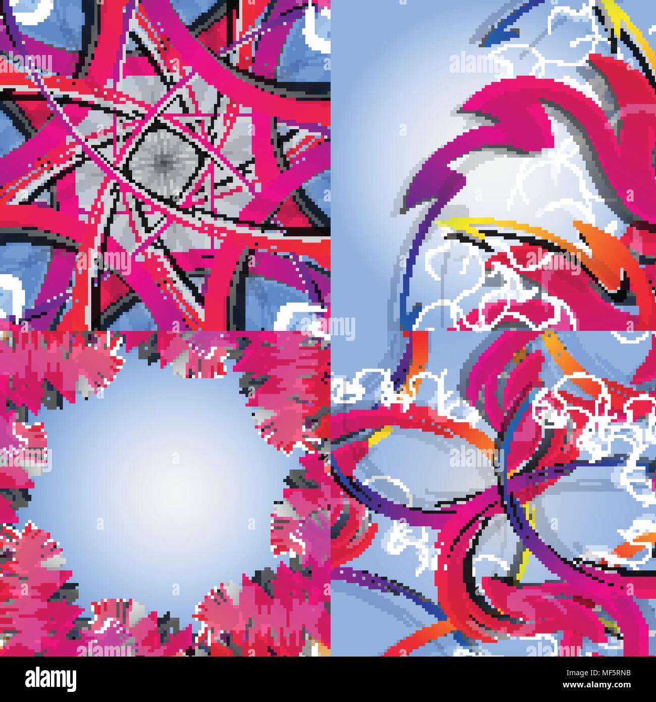 Set of abstract rainbow colored backgrounds with swirl. Vector ...