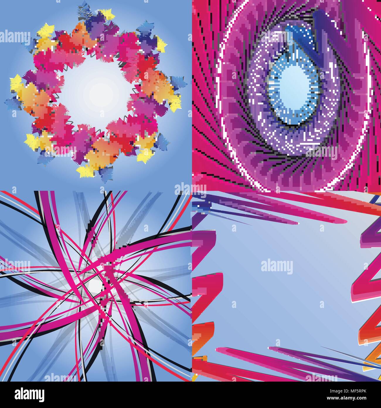Set of abstract rainbow colored backgrounds with swirl. Vector ...