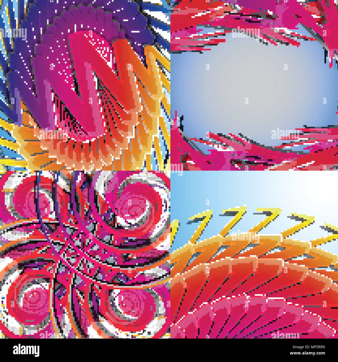 Set of abstract rainbow colored backgrounds with swirl. Vector ...