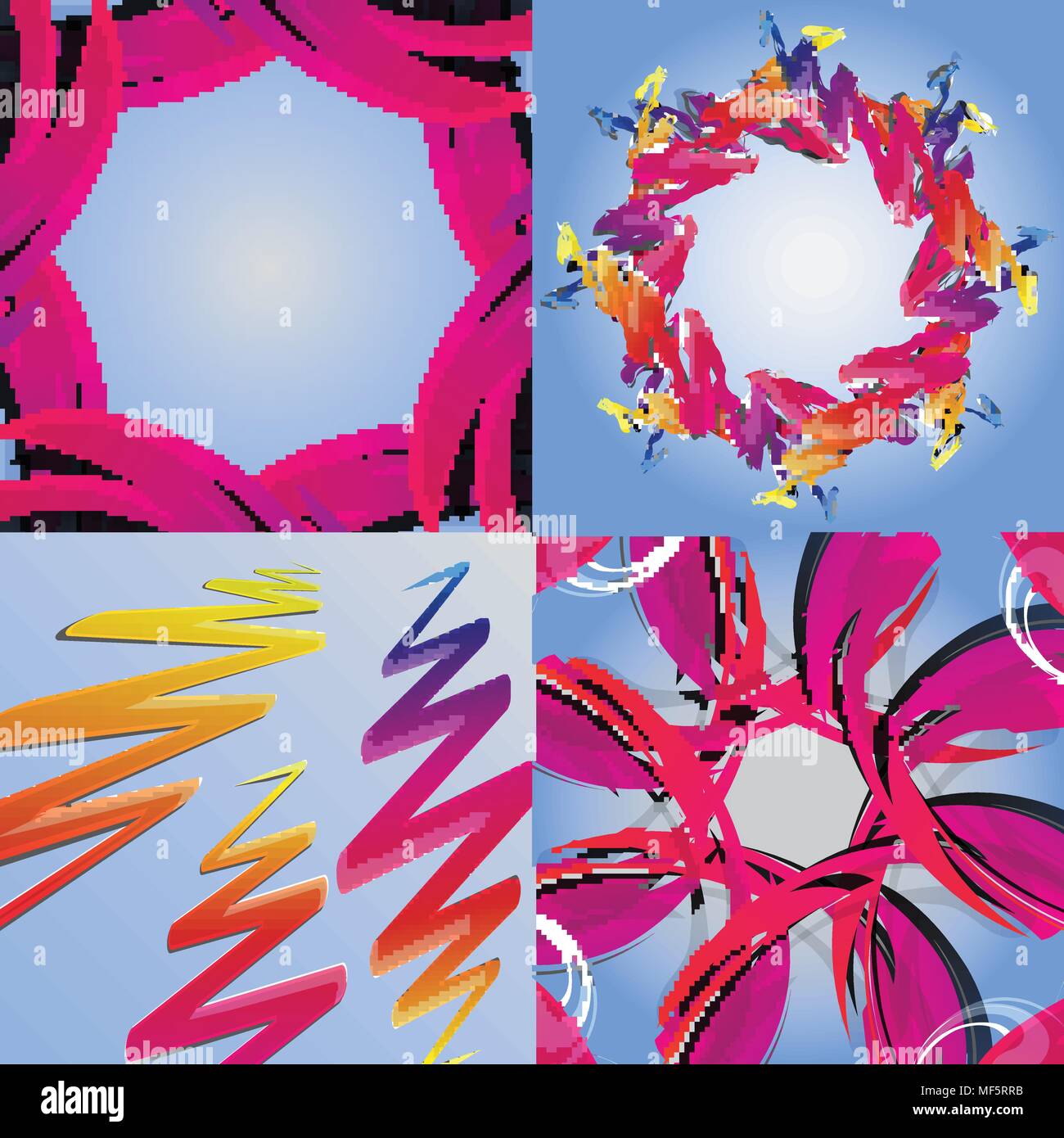 Set of abstract rainbow colored backgrounds with swirl. Vector ...