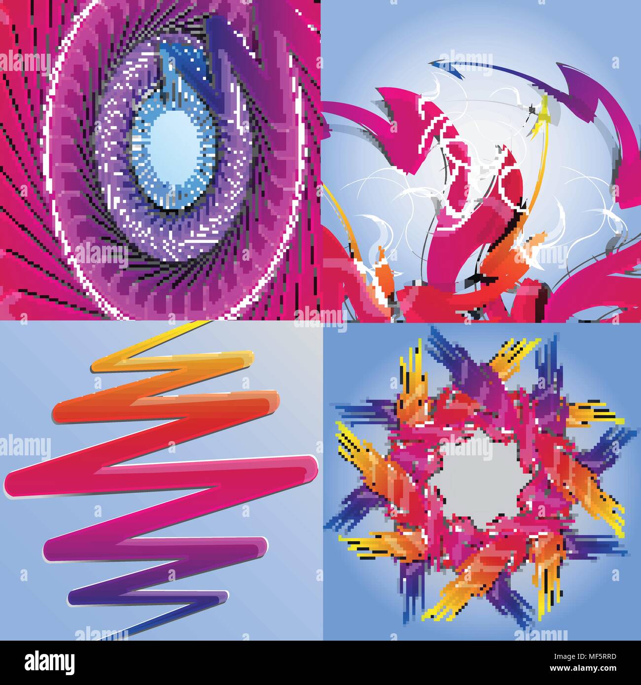 Set of abstract rainbow colored backgrounds with swirl. Vector ...