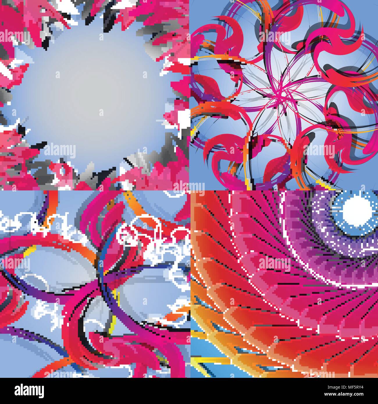 Set of abstract rainbow colored backgrounds with swirl. Vector ...