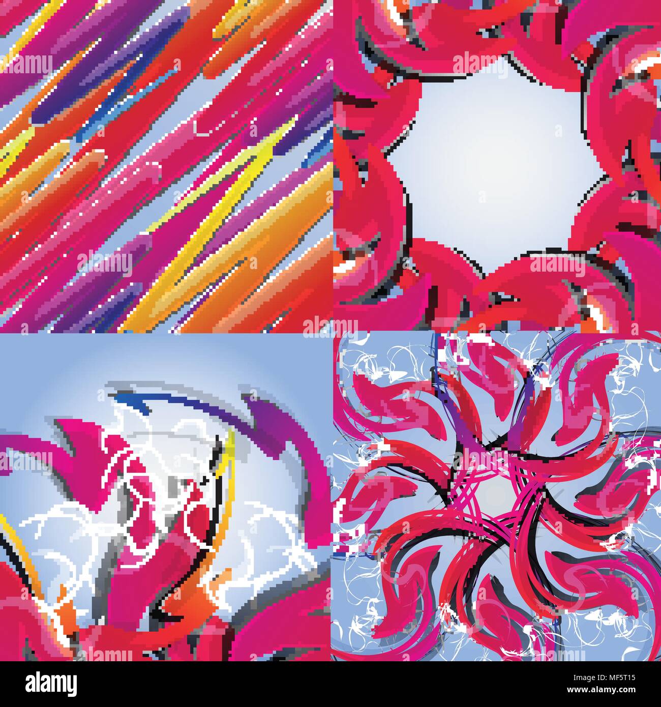 Set of abstract rainbow colored backgrounds with swirl. Vector ...