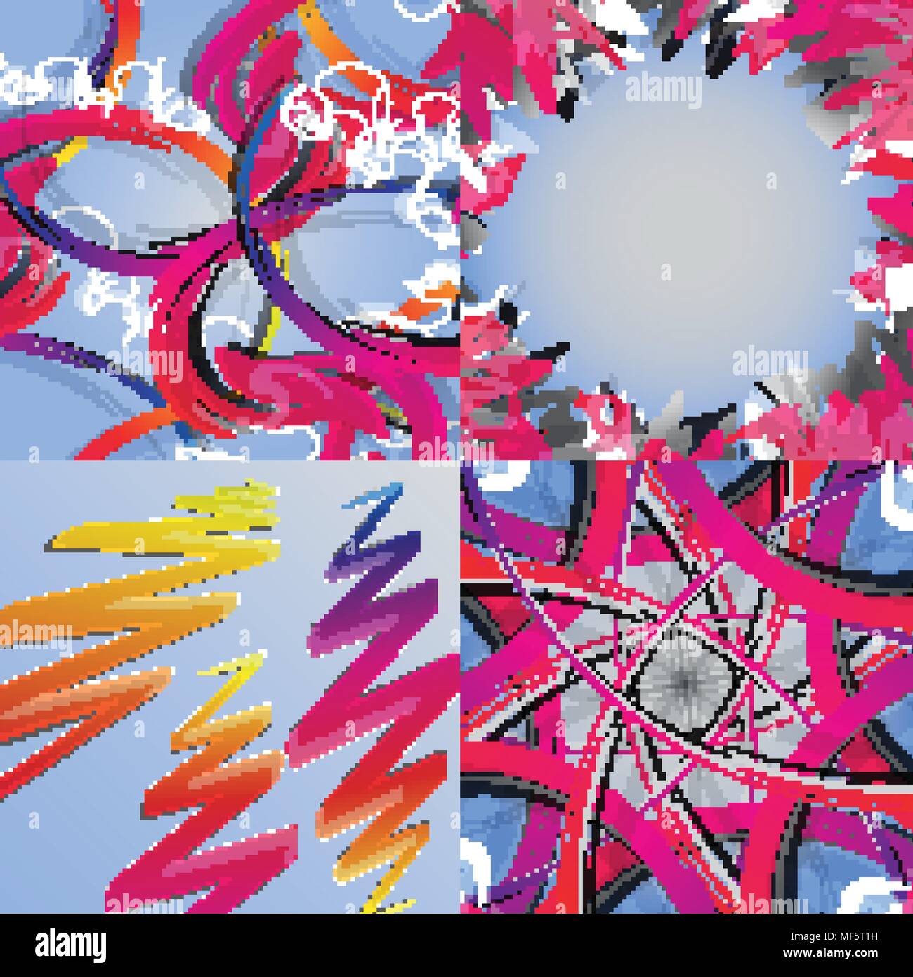Set of abstract rainbow colored backgrounds with swirl. Vector ...