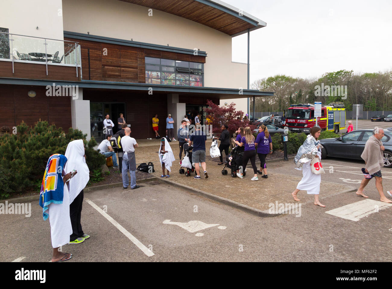 Fire engine attends the David Lloyd leisure centre in Hampton and