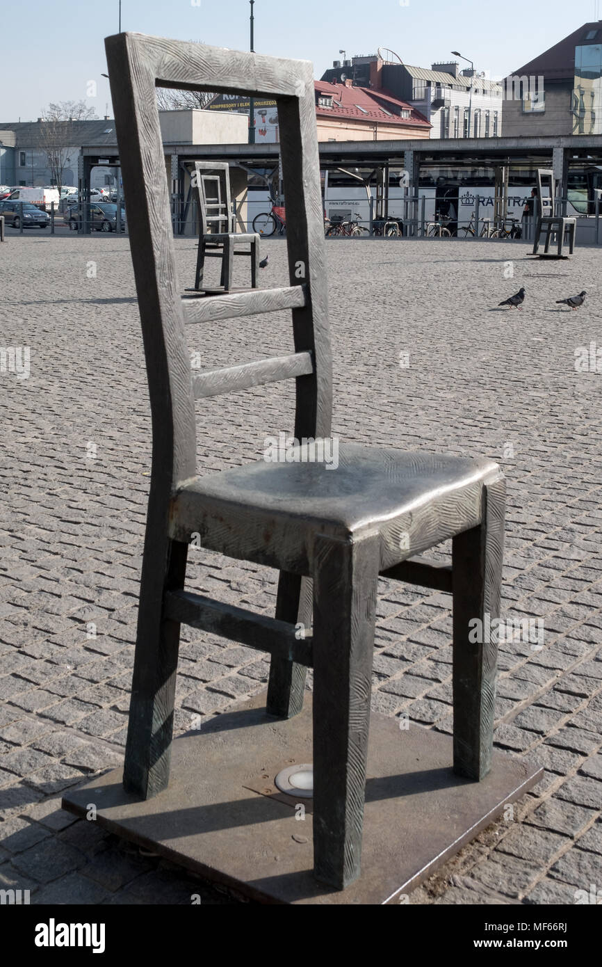 Cracow Poland. Commemoration memorial to deported Jews art