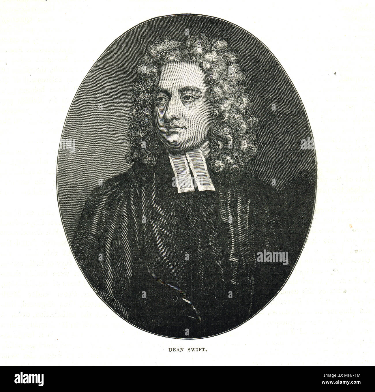 Dean Jonathan Swift, Anglo-Irish satirist, essayist, political pamphleteer, poet, author of Gulliver's Travels, and A Modest Proposal Stock Photo