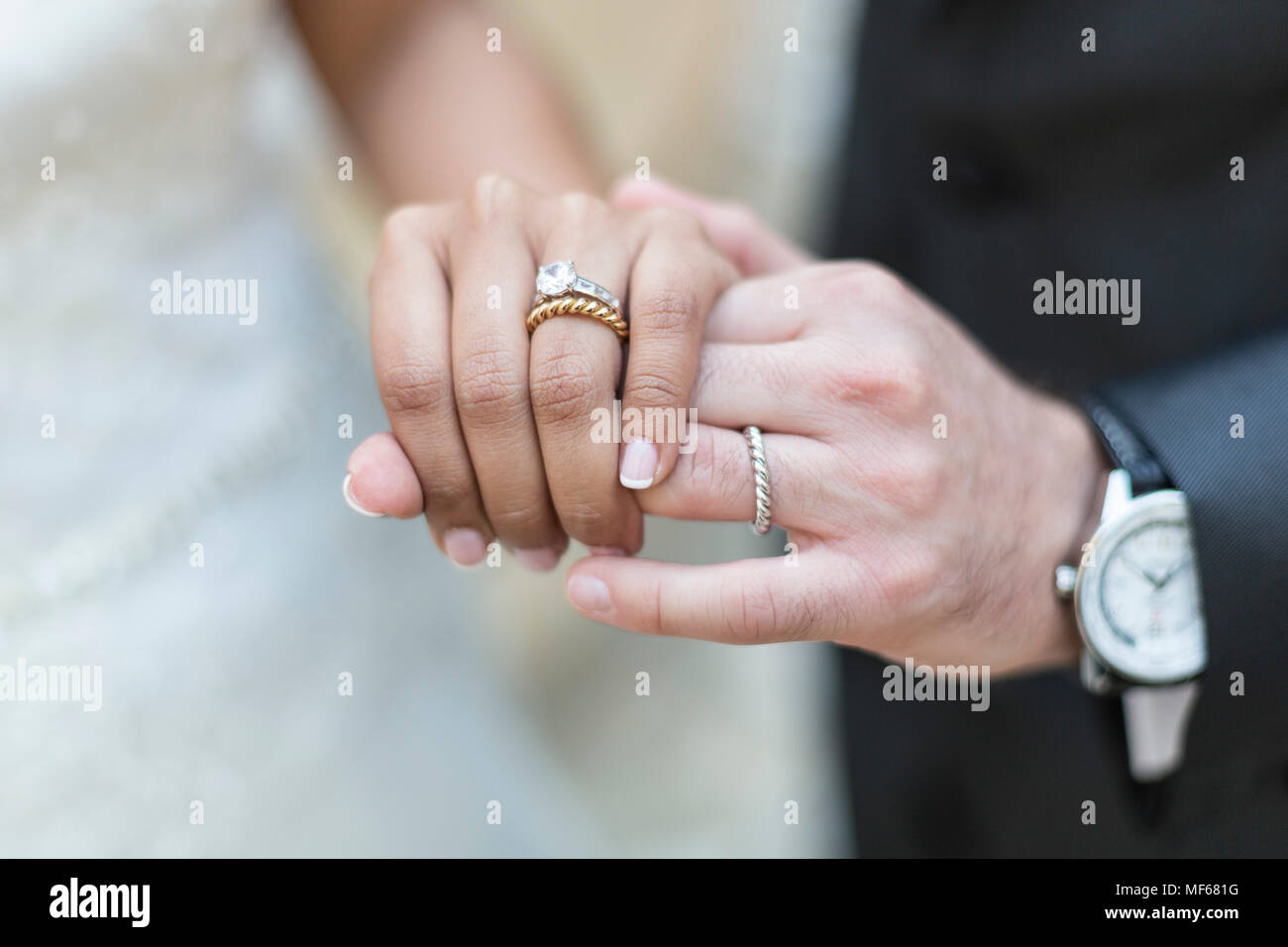 hand with marriage rings Stock Photo