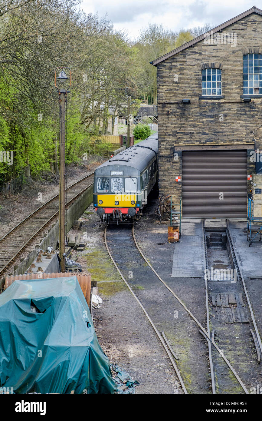 Steam and Diesel trains stabled at Haworth Train Station on the ...