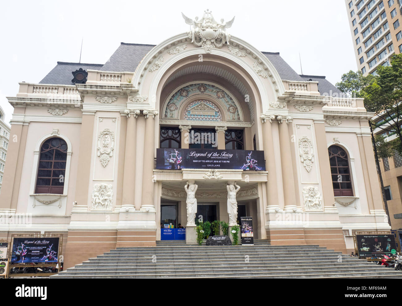 Beaux Arts facade of French colonial Municipal Theatre of Ho Ch Minh