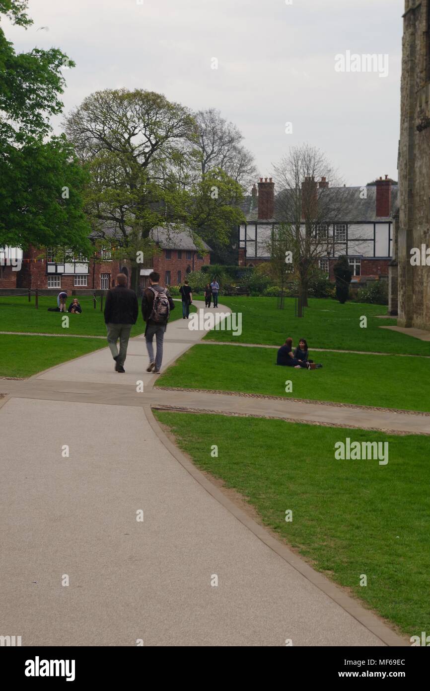 Spring In Exeter Exeter Cathedral Green on a Spring Day. Devon, UK. April, 2018 Stock ...