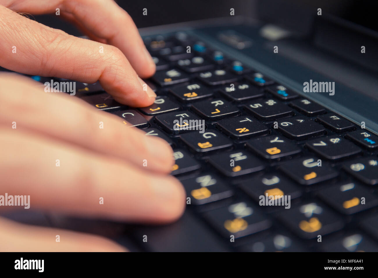 Man typing on english keyboard hi-res stock photography and images - Alamy