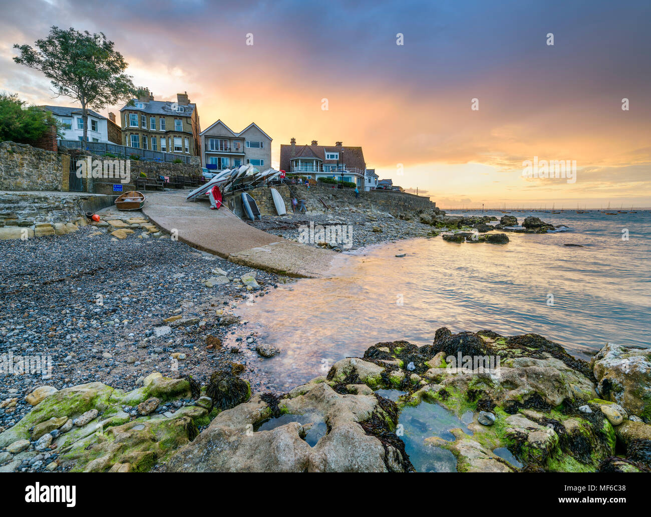 Coastal village with boats, Seaview Isle of Wight Stock Photo Alamy