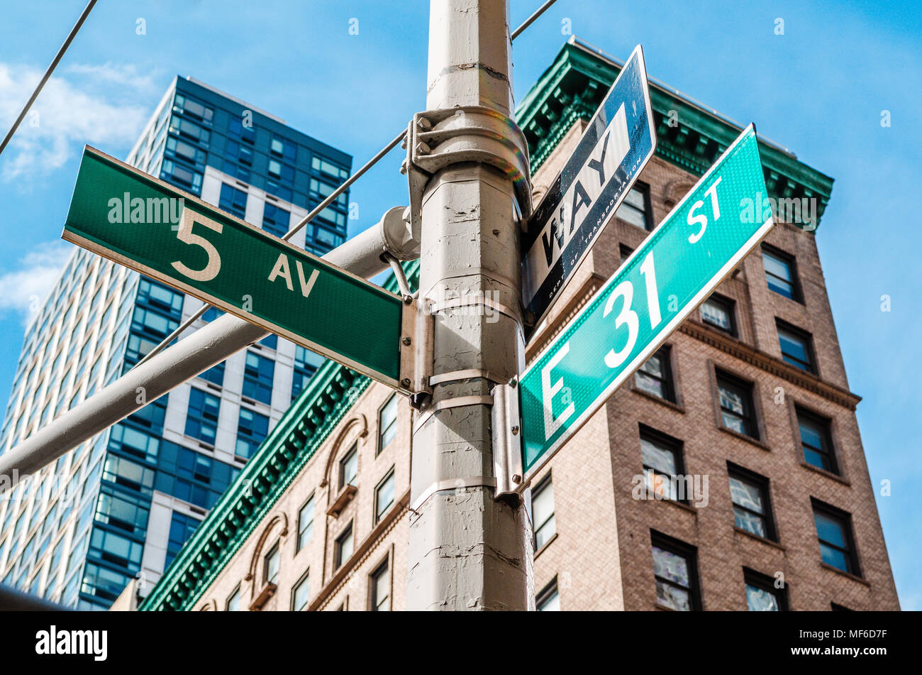 5th Avenue (Ave) Sign, New York NYC Stock Photo