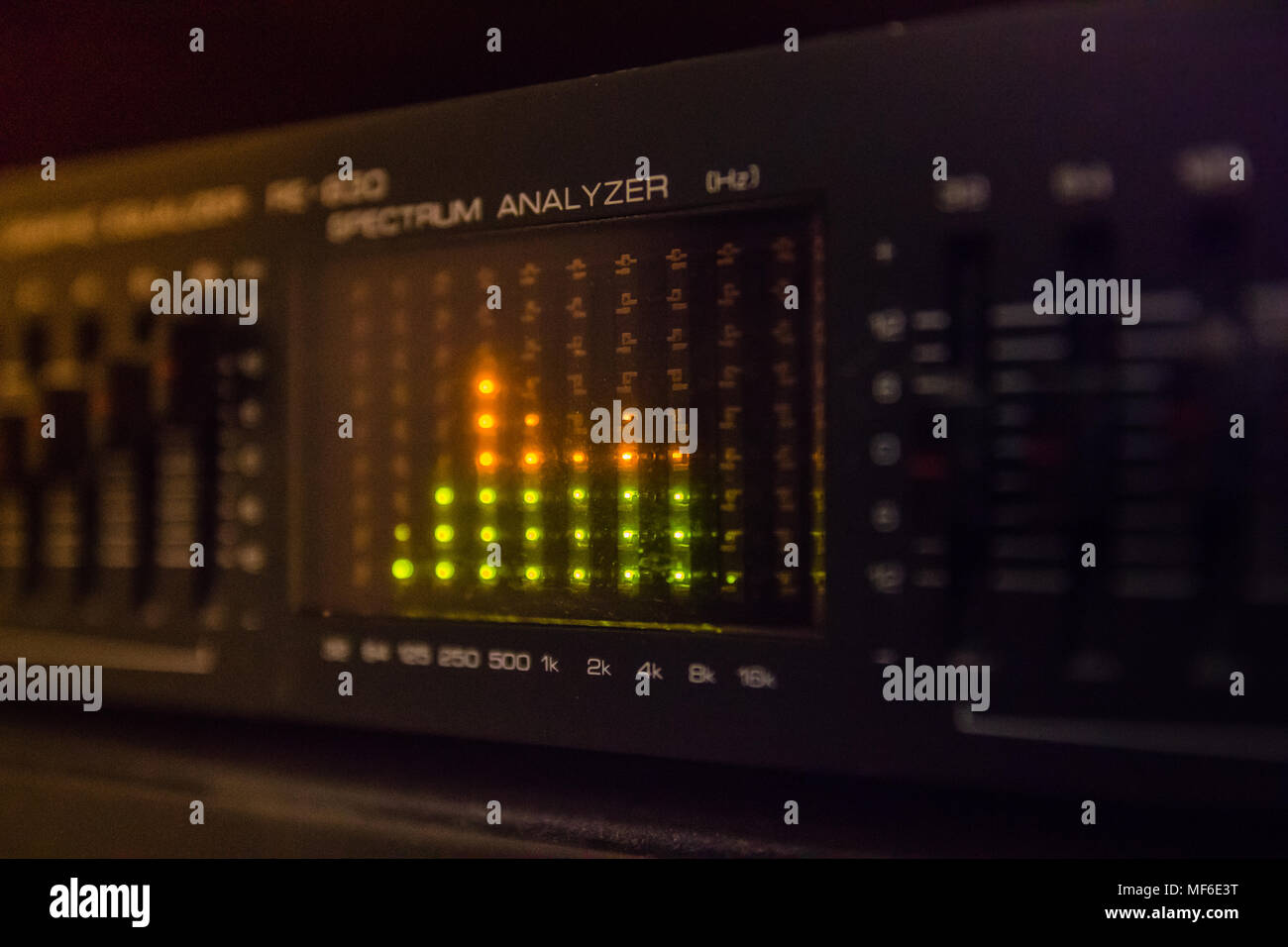 Graphic equalizer bars on an audio system Close Up Selective Focus