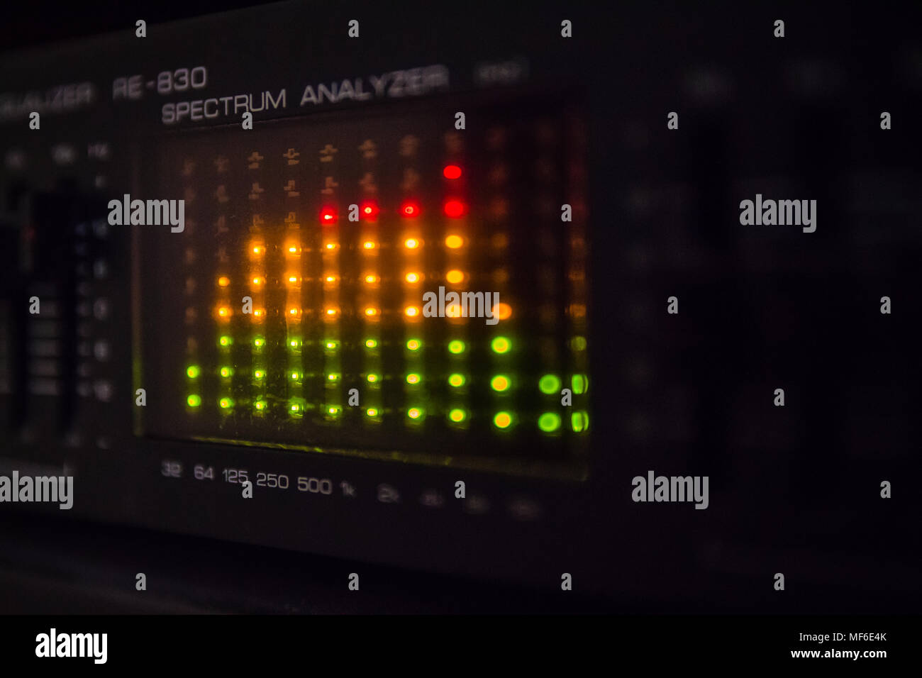 Graphic equalizer bars on an audio system Close Up Selective Focus