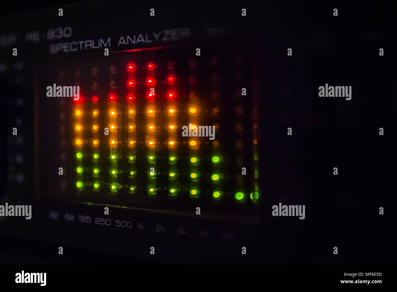 Graphic equalizer bars on an audio system Close Up Selective Focus