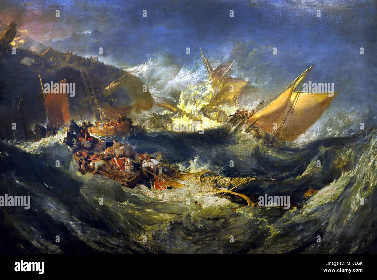 Shipwreck of the Minotaur 1810 by William Joseph Mallord Turner 1775-1851 England. Stock Photo