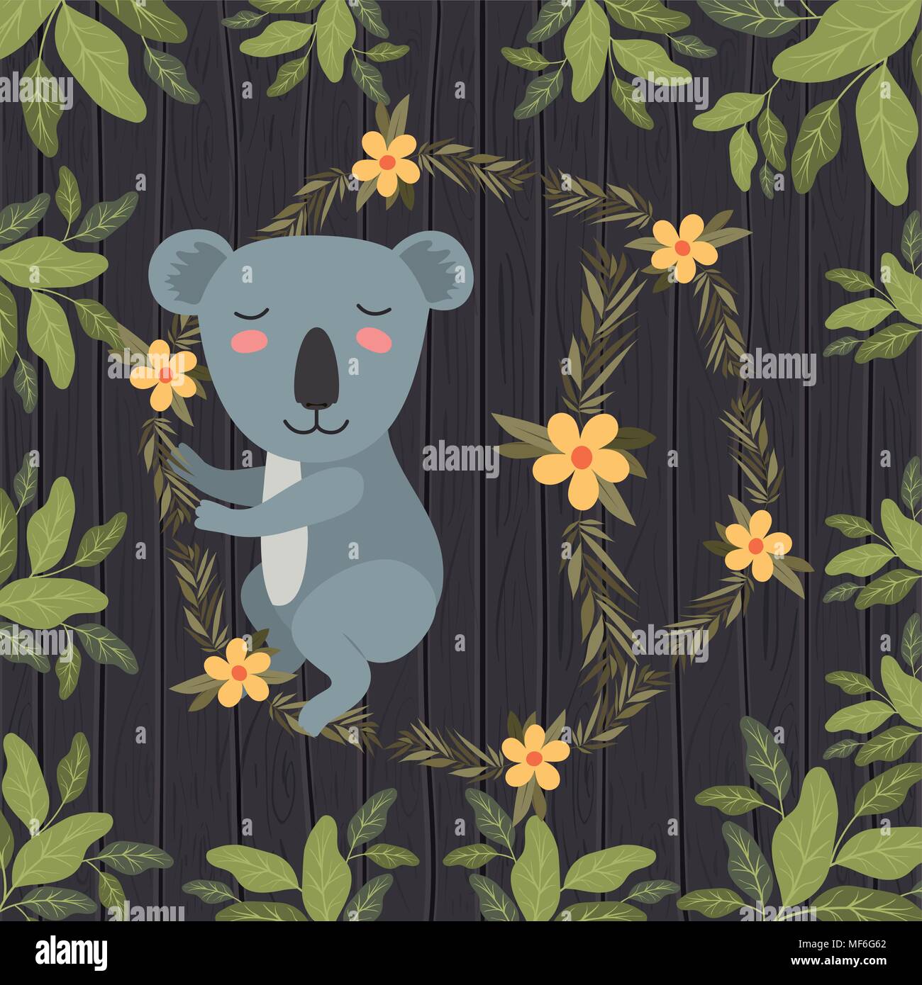 koala in the forest scene vector illustration design Stock Vector