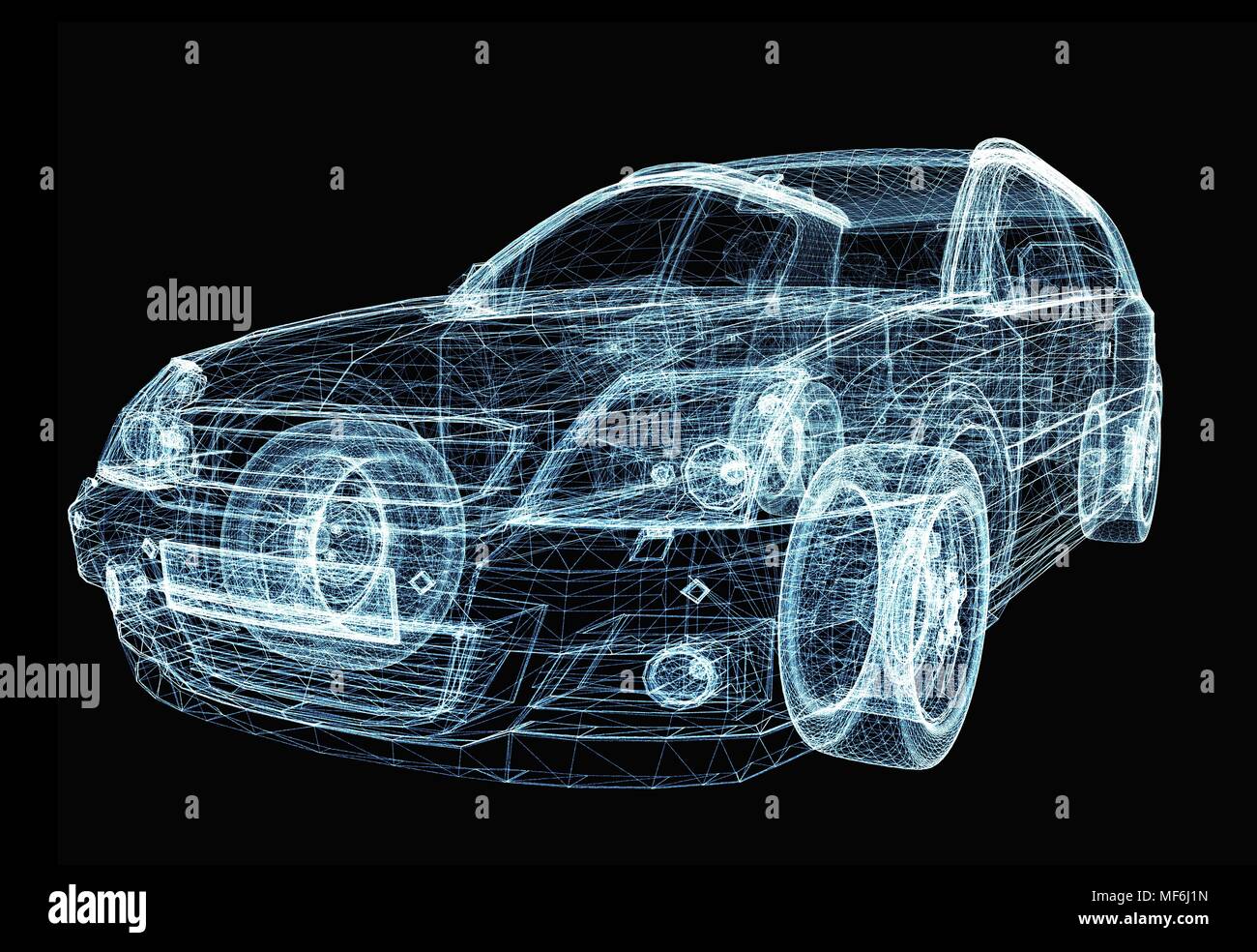Abstract car consisting of luminous lines and dots Stock Photo - Alamy