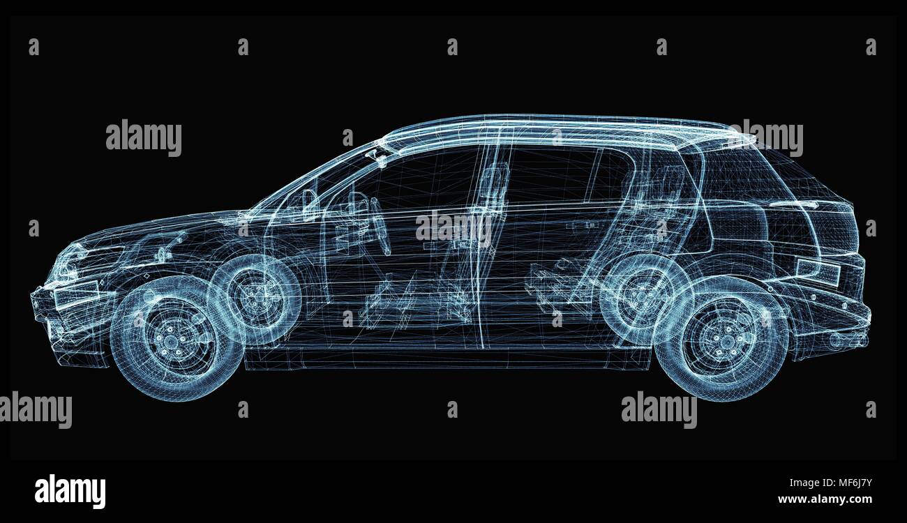 Abstract car consisting of luminous lines and dots Stock Photo - Alamy