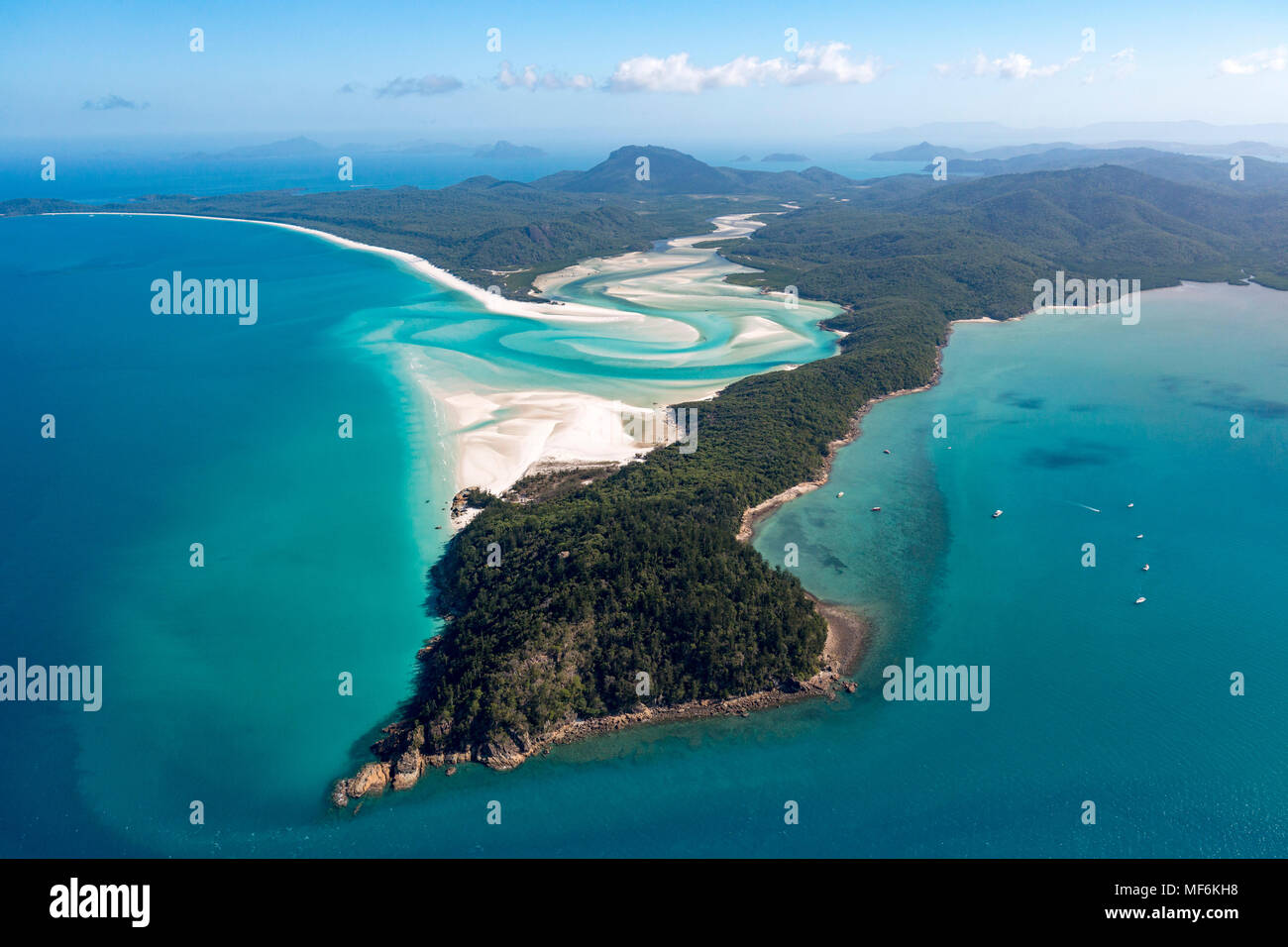 Whitehaven Beach and Hill Inlet river meanders, Whitsunday Islands, Queensland, Australia - Stock Image