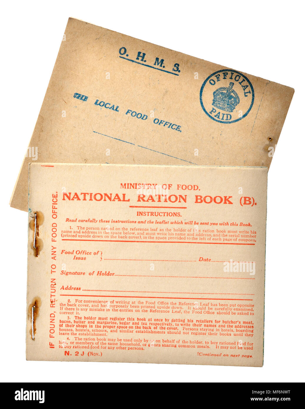 First World War British Ration book Stock Photo