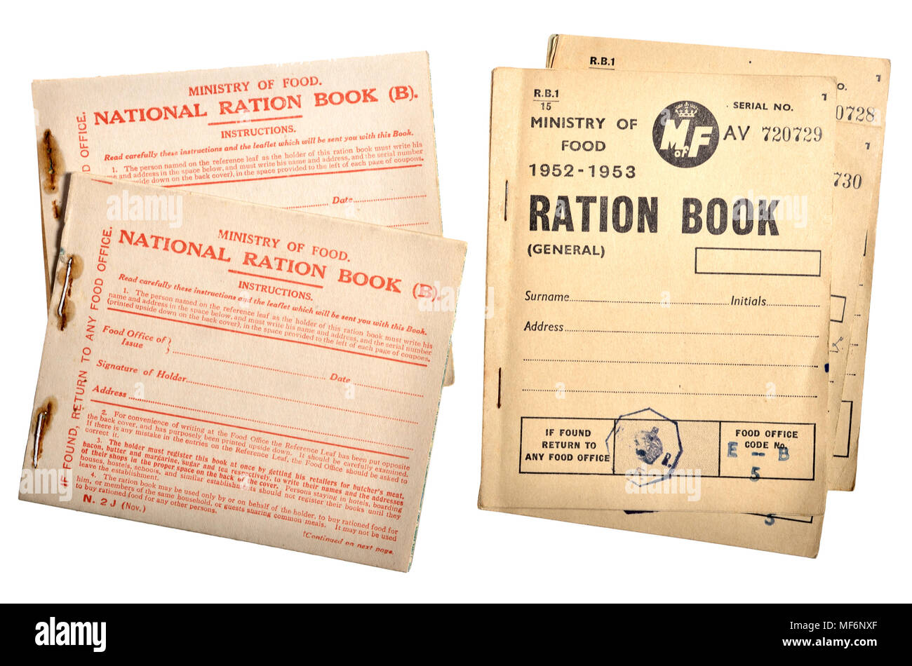 First and Second World War Ration books Stock Photo