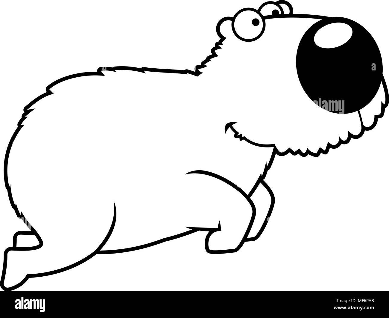 A cartoon illustration of a capybara jumping. Stock Vector