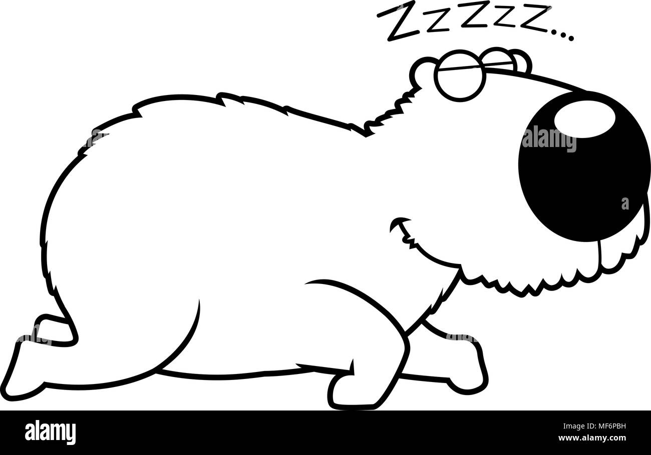 A cartoon illustration of a capybara sleeping. Stock Vector