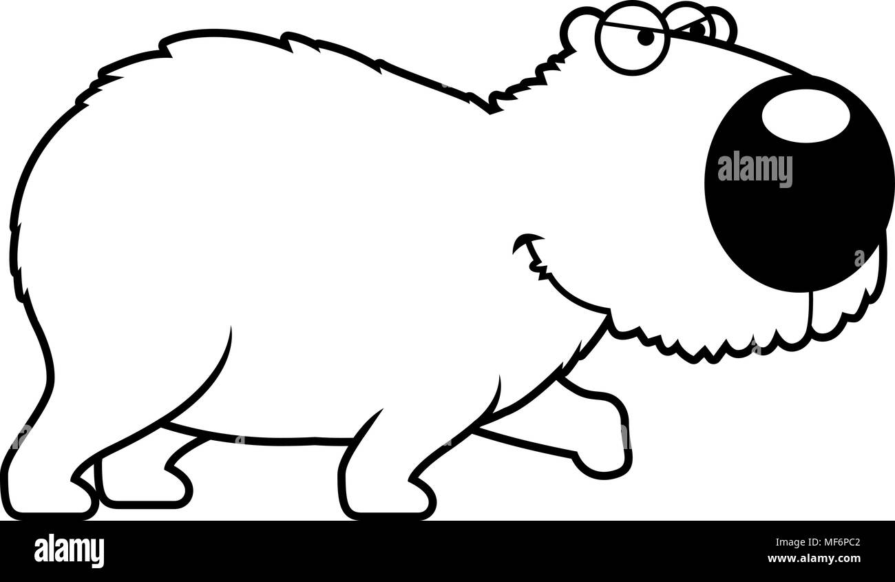 A cartoon illustration of a capybara stalking. Stock Vector