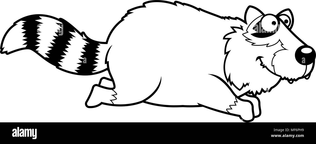 A cartoon illustration of a raccoon smiling and running Stock Vector