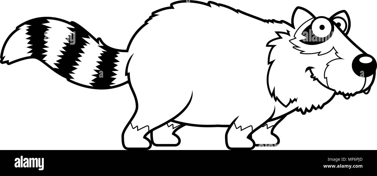 A cartoon illustration of a raccoon smiling and standing Stock Vector ...