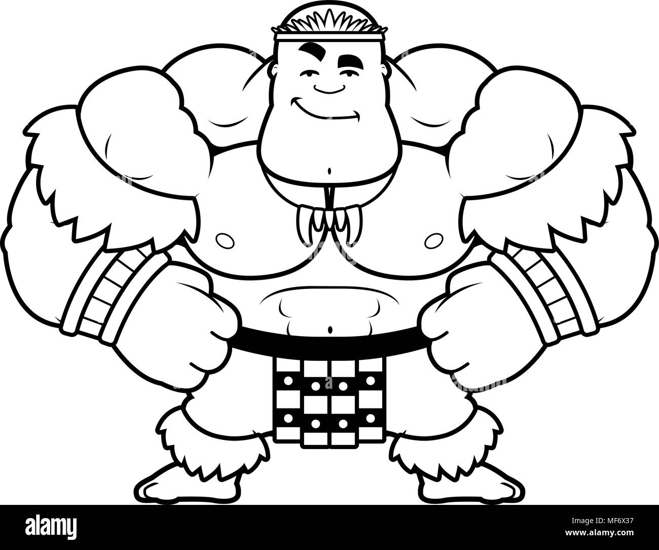 A cartoon illustration of a Zulu warrior looking confident. Stock Vector