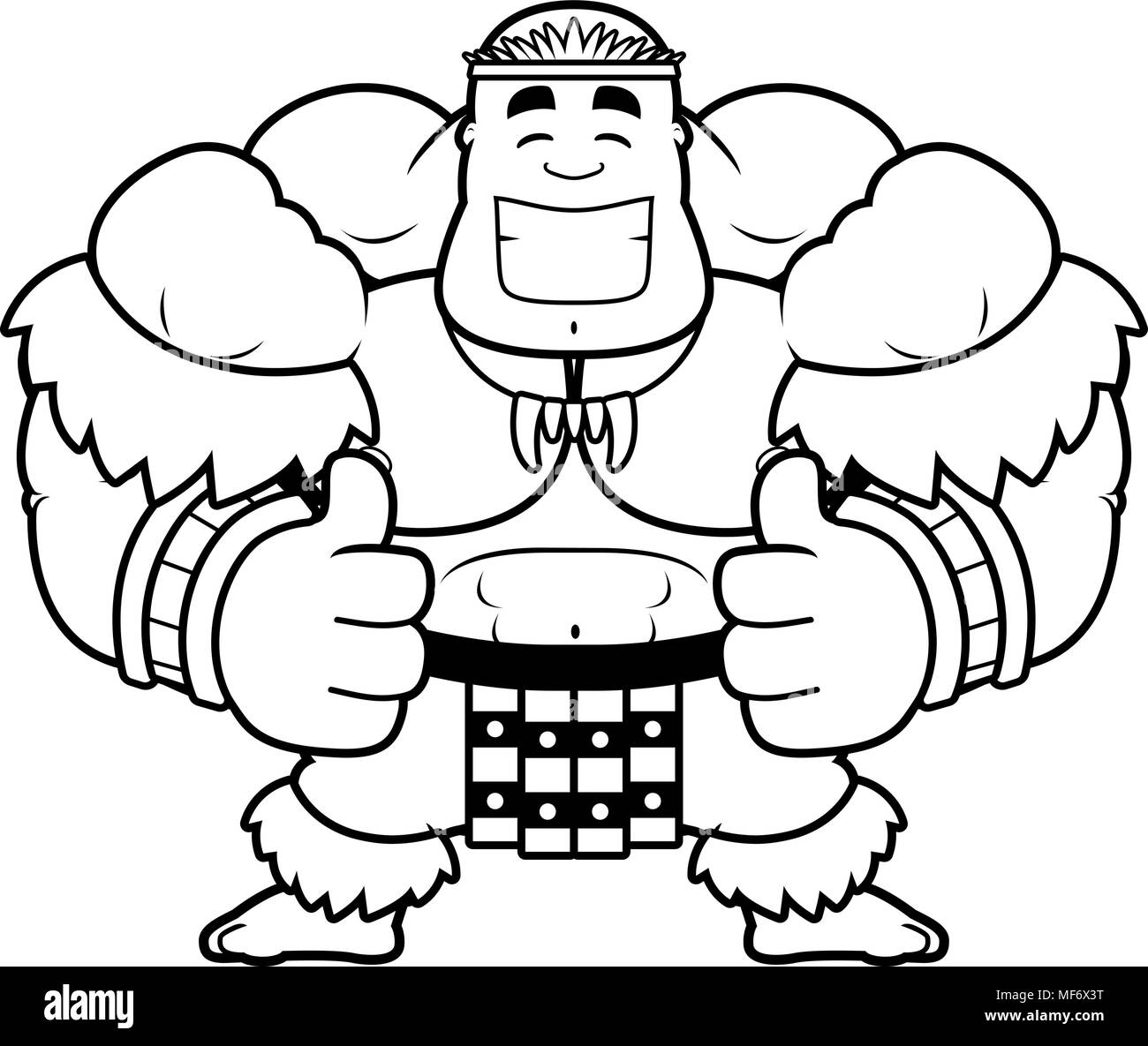 A cartoon illustration of a Zulu warrior with thumbs up. Stock Vector