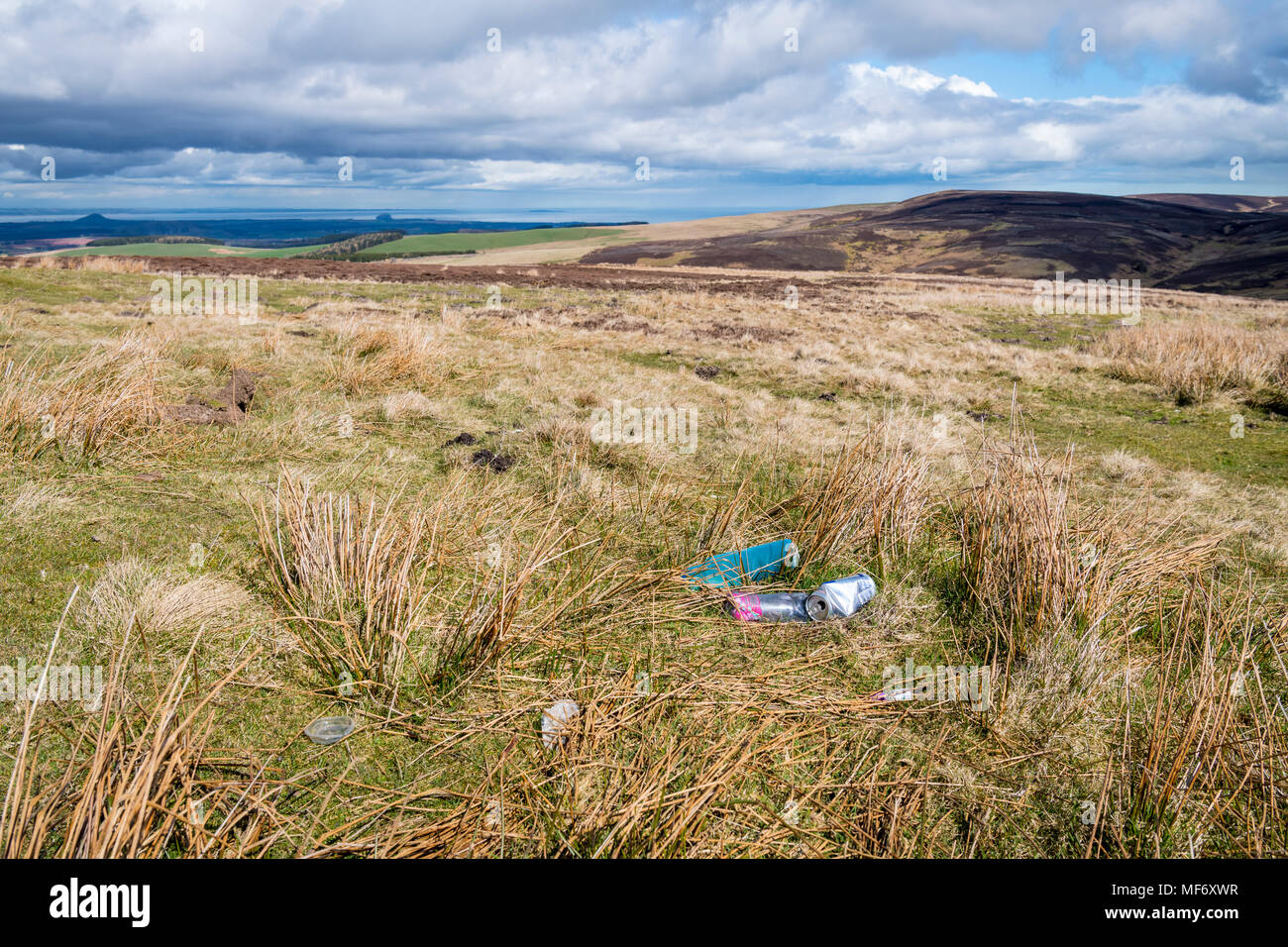 Rubbish dumped in a beauty spot, Scottish Borders, Scotland Stock Photo