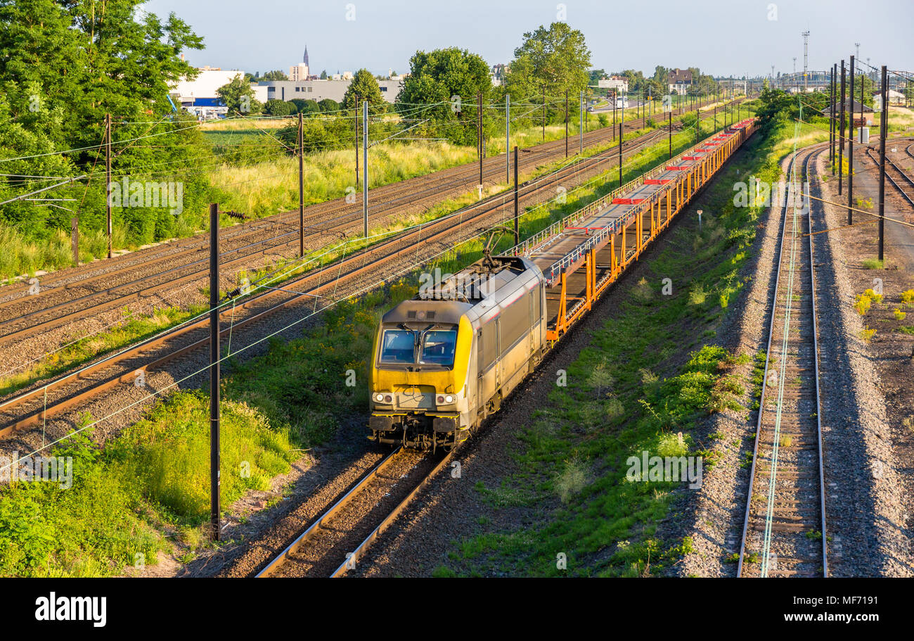Belgian freight train in Strasbourg - Alsace, France Stock Photo