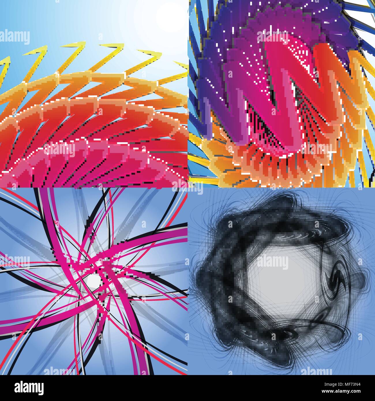 Set of abstract rainbow colored backgrounds with swirl. Vector ...