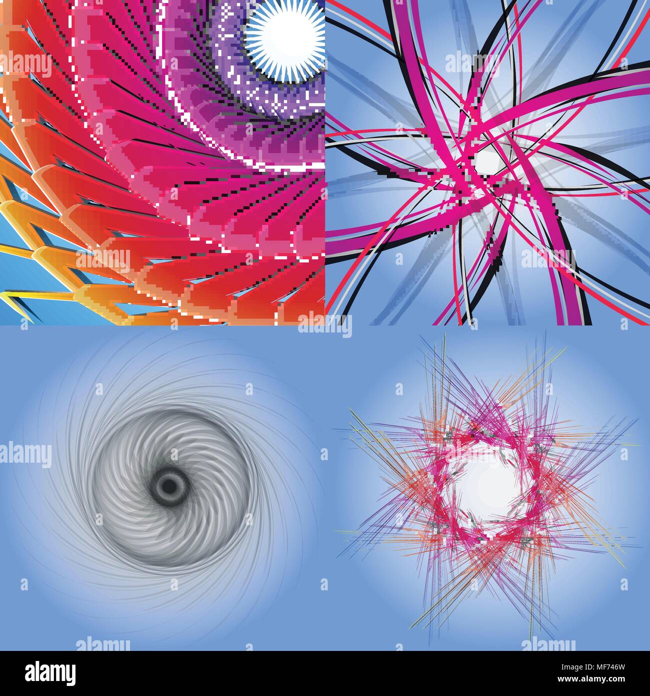 Set of abstract rainbow colored backgrounds with swirl. Vector ...