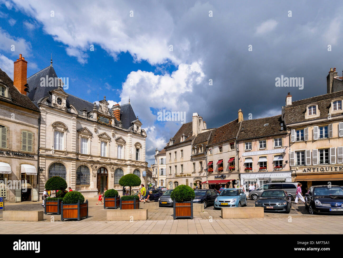 The Town Square in Beaune, Burgundy, Cote d'Or, France, Europe Stock Photo