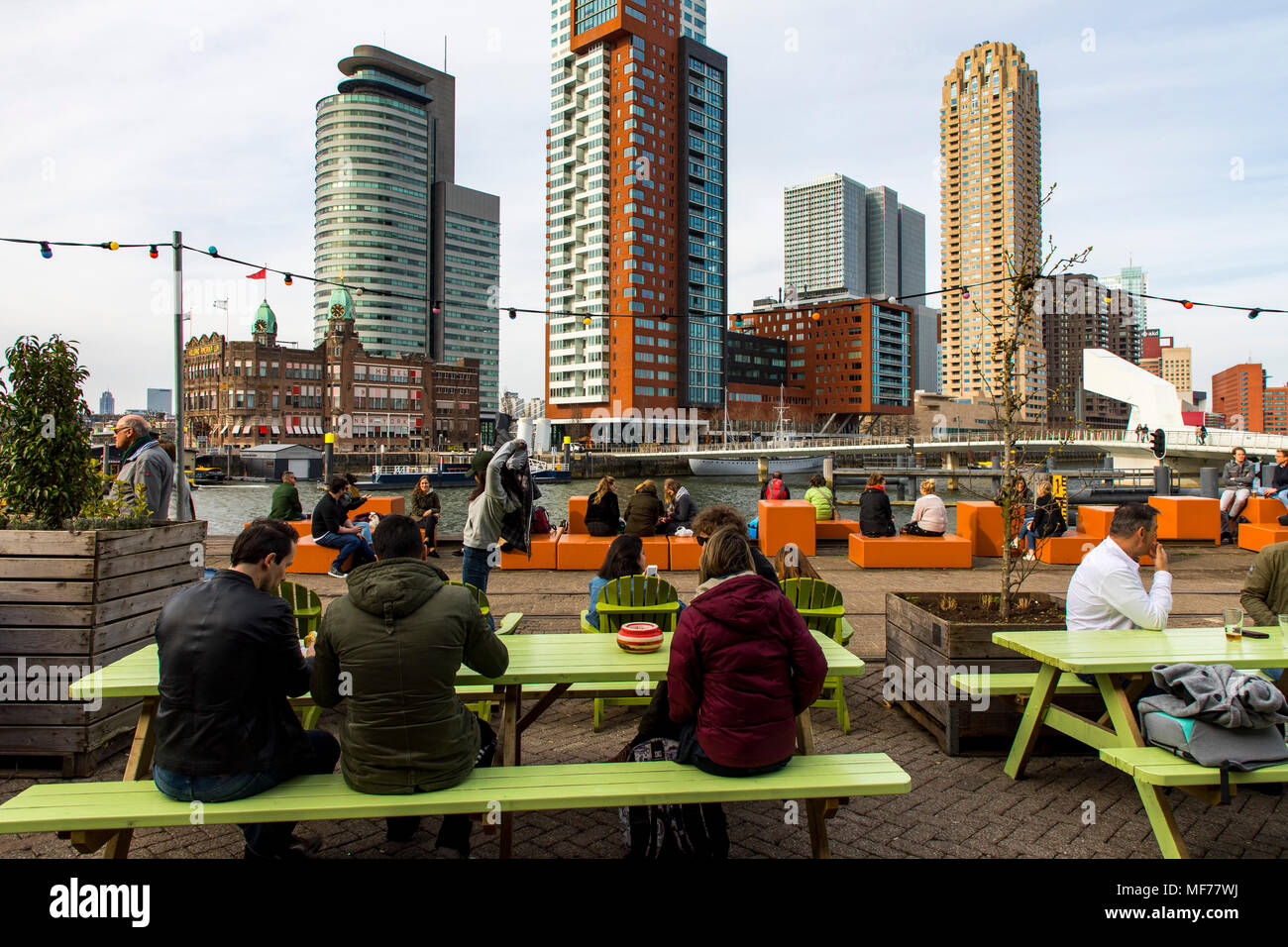 The Skyline Of Rotterdam On The Nieuwe Maas River