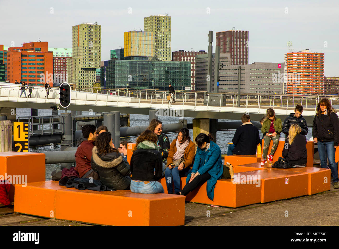 The Skyline Of Rotterdam On The Nieuwe Maas River
