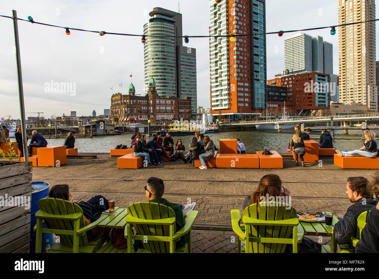 The Skyline Of Rotterdam On The Nieuwe Maas River