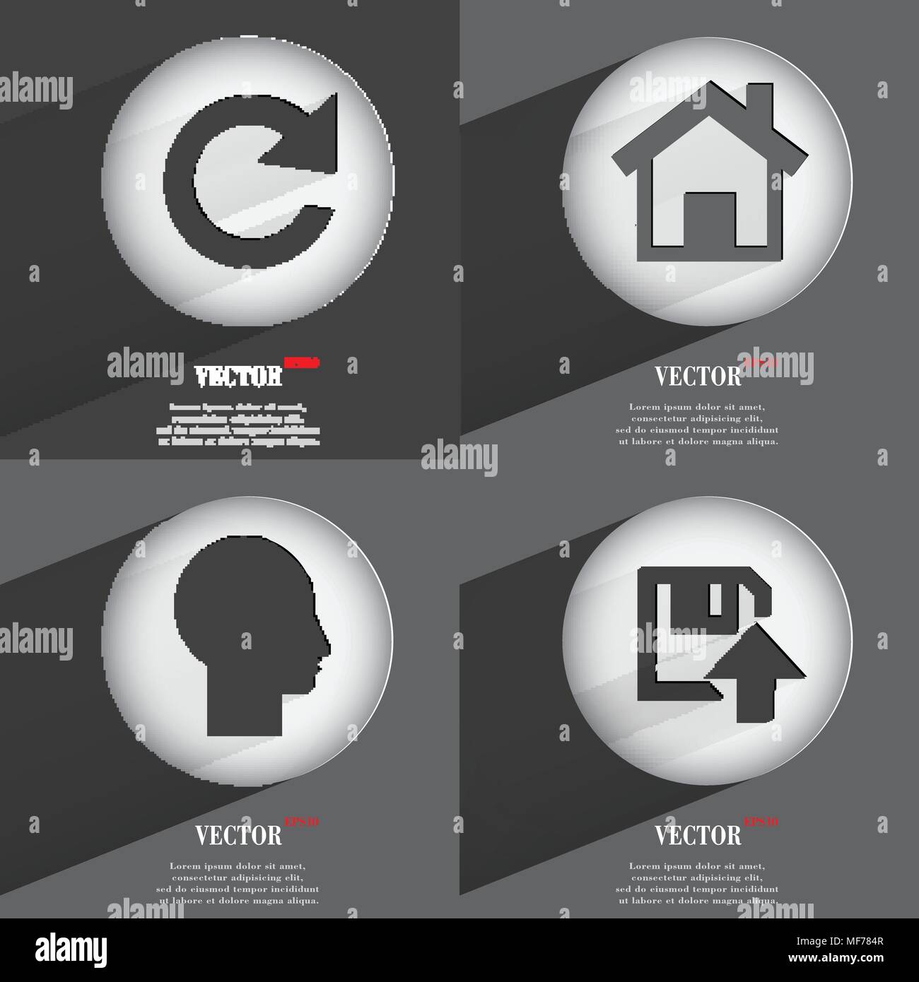 Set of Trendy buttons. Icons With Long Shadow. Vector illustration ...