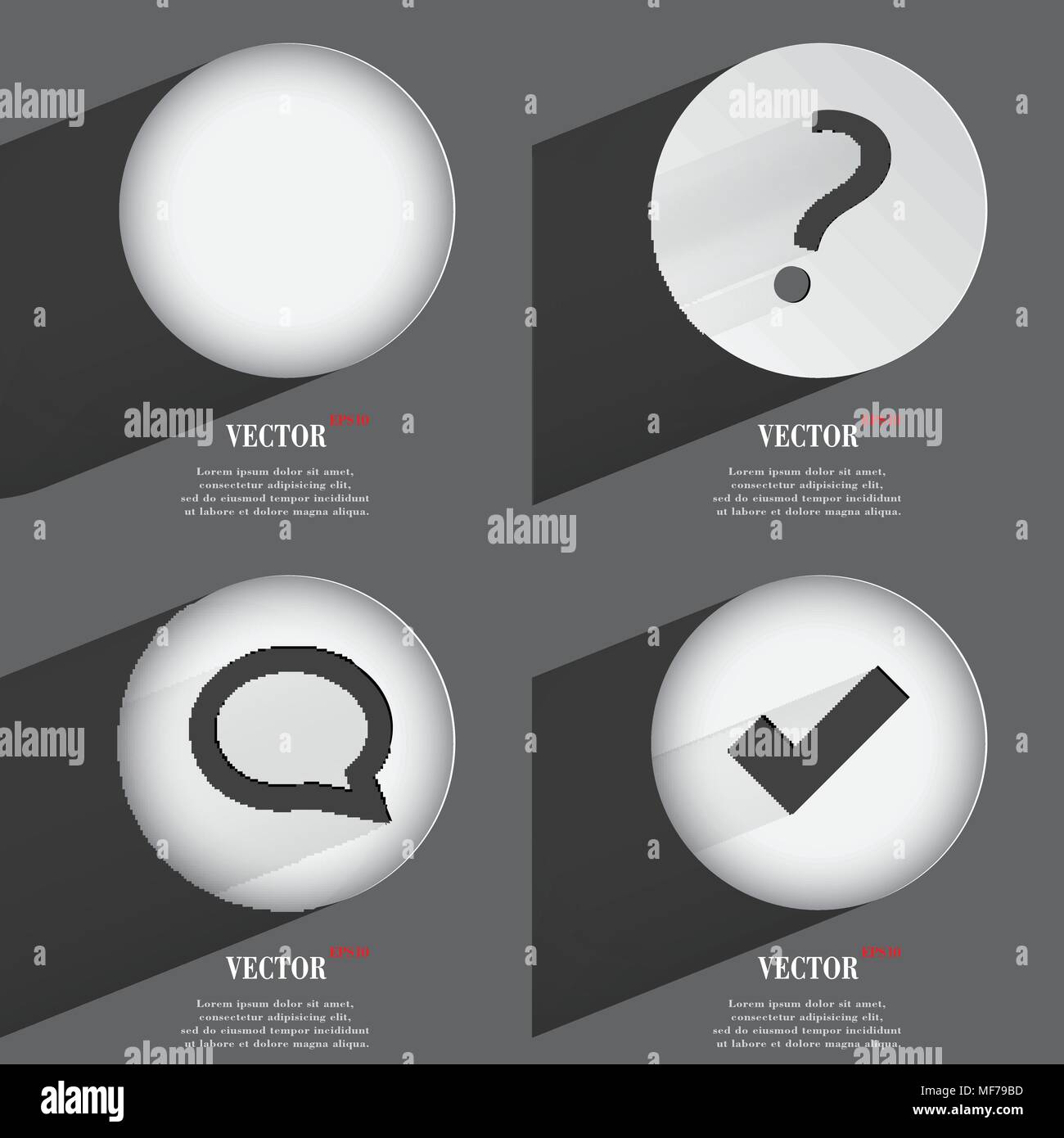 Set of Trendy buttons. Icons With Long Shadow. Vector illustration ...